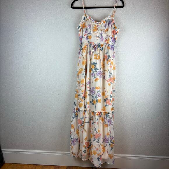Patrons of Peace Dresses & Skirts - Patrons of Peace Peach Floral Sundress Maxi Length Size Small